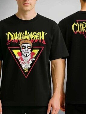 Retro Occult Wrestling Graphic T-shirt - Black Creepy Character Tee